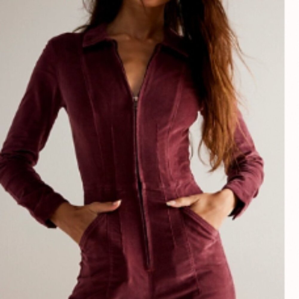 Free People Jayde Denim Flared Jumpsuit XS